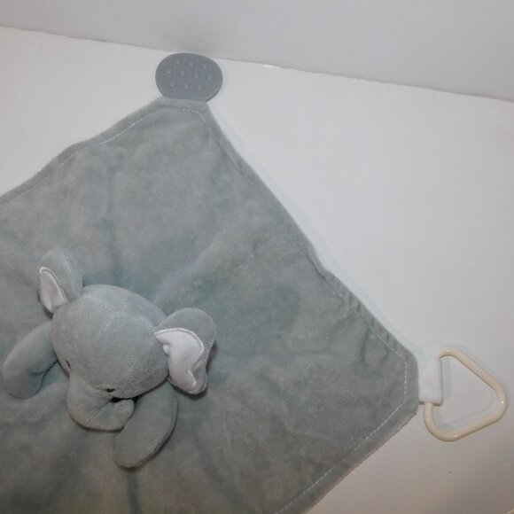 Modern Baby Gray White Elephant Security Blanket Baby Lovey Teether Rattle Nunu - Picture 6 of 7